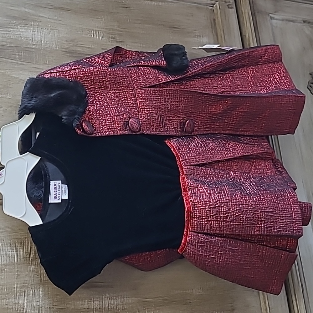 Blueberi Blvd Fancy Dress and Coat Red